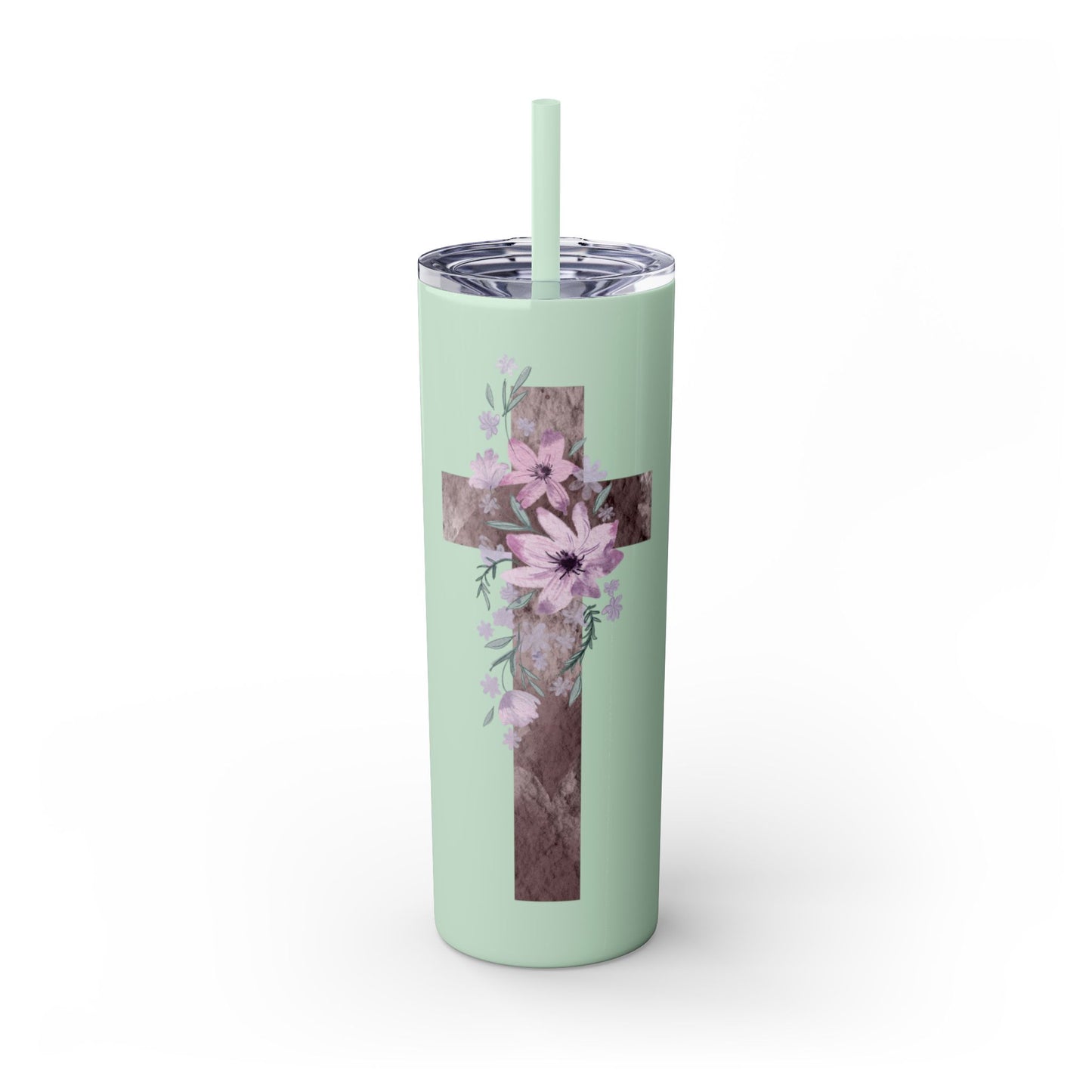 Faith & Floral Skinny Tumbler 20oz with Straw