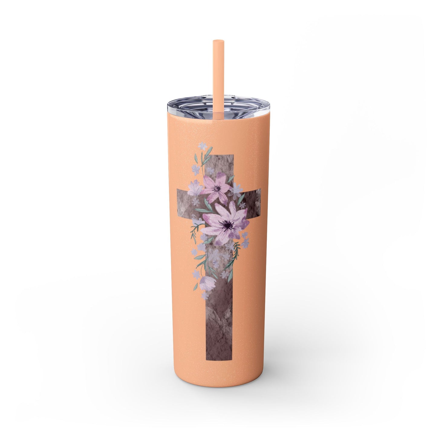 Faith & Floral Skinny Tumbler 20oz with Straw