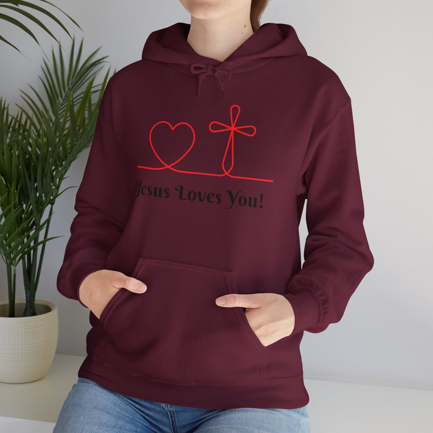 Jesus Loves You! Unisex Heavy Blend Hooded Sweatshirt – Faith-Inspired Comfort