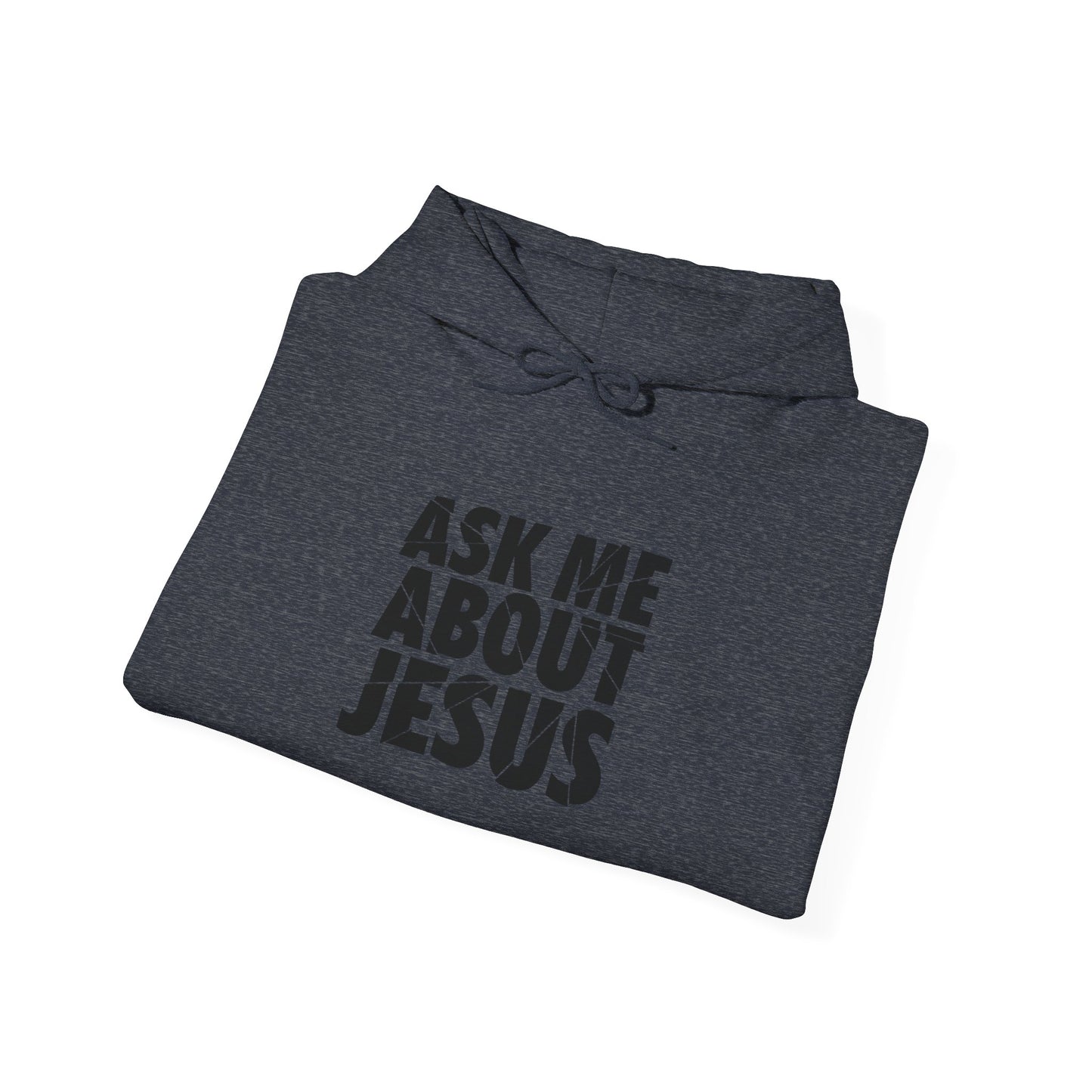 Men Hoodie - 'Ask Me About Jesus' Heavy Blend Sweatshirt for Faith Enthusiasts