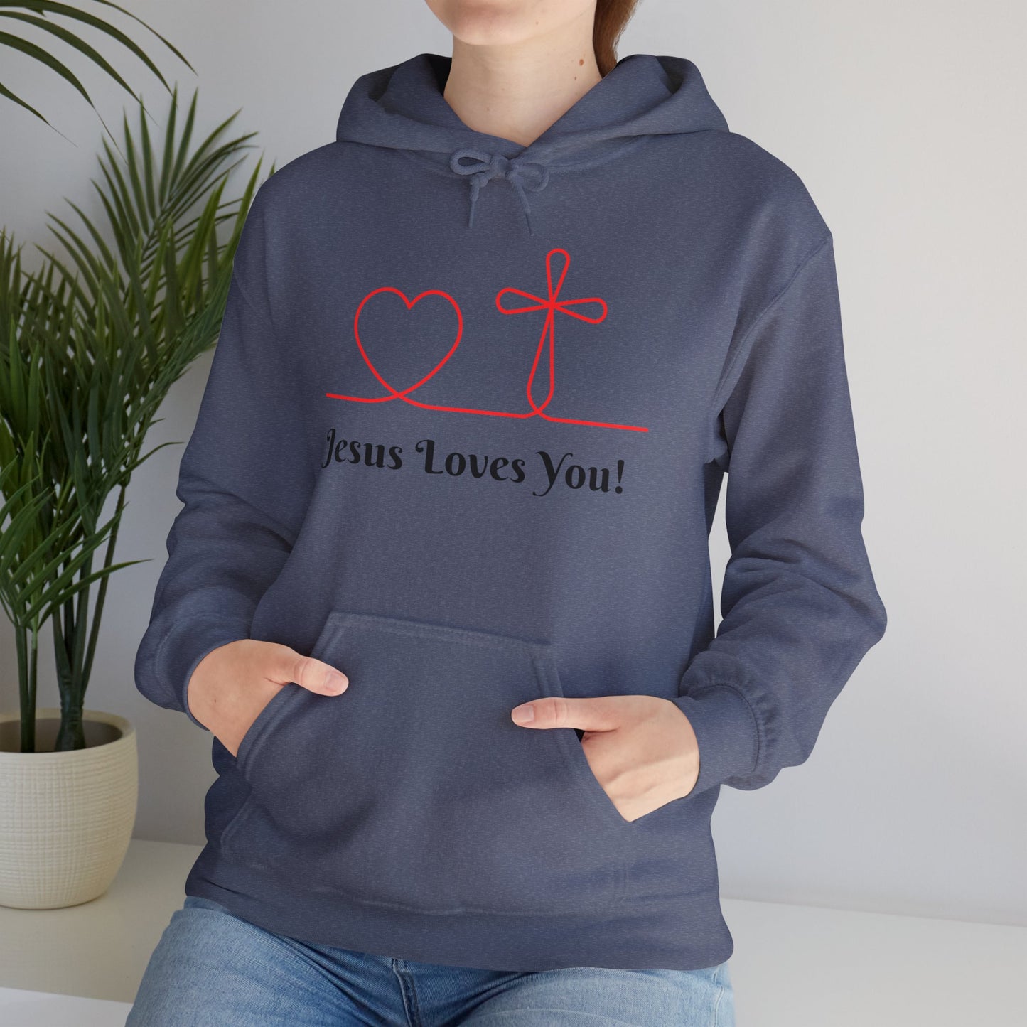 Jesus Loves You! Unisex Heavy Blend Hooded Sweatshirt – Faith-Inspired Comfort