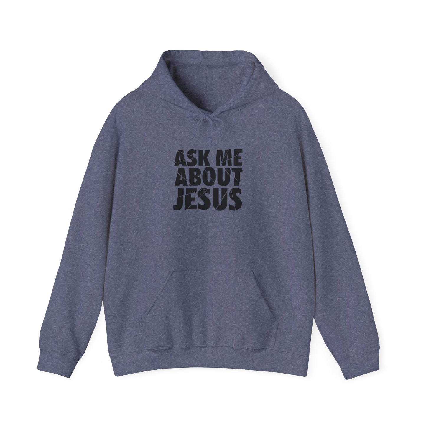 Men Hoodie - 'Ask Me About Jesus' Heavy Blend Sweatshirt for Faith Enthusiasts