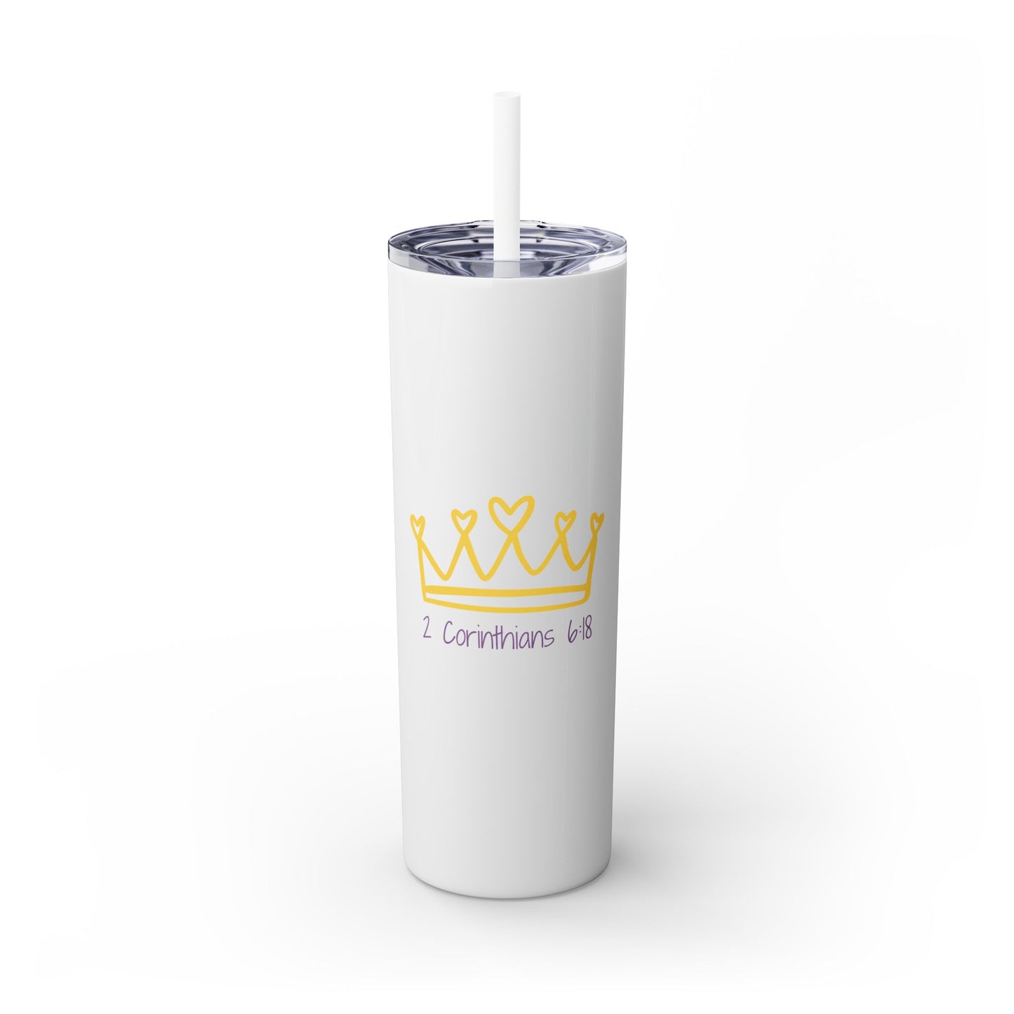 Inspirational Skinny Tumbler with Straw - 20oz, Corinthians Design
