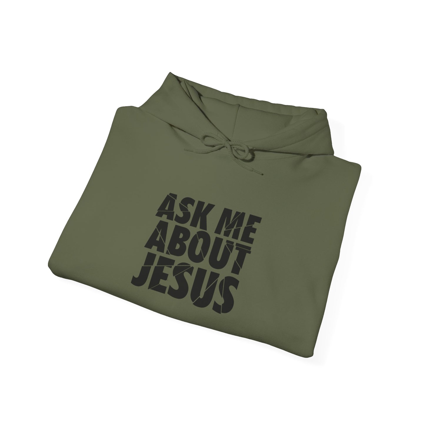 Men Hoodie - 'Ask Me About Jesus' Heavy Blend Sweatshirt for Faith Enthusiasts