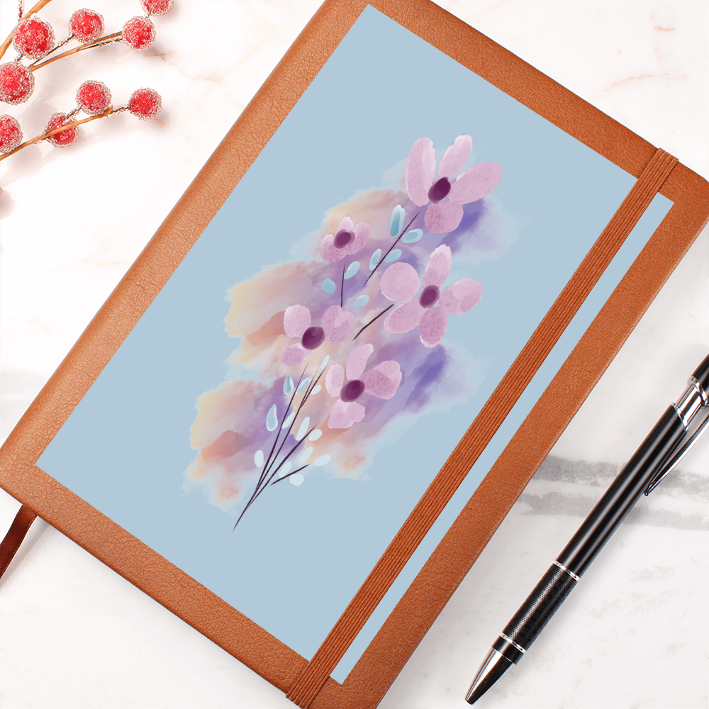 Graphic Leather Journal-Flowers