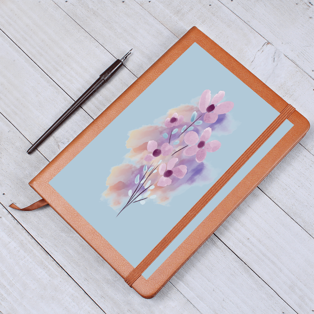 Graphic Leather Journal-Flowers