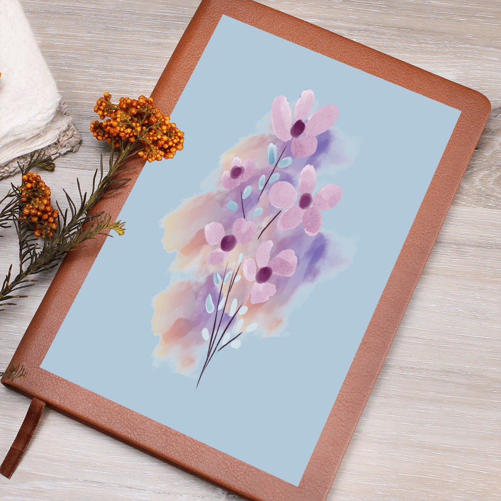 Graphic Leather Journal-Flowers