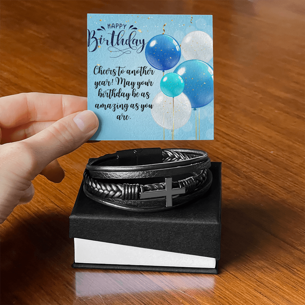 Men's Cross Leather Bracelet