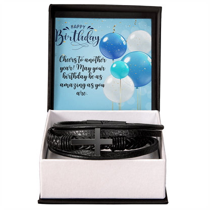 Men's Cross Leather Bracelet