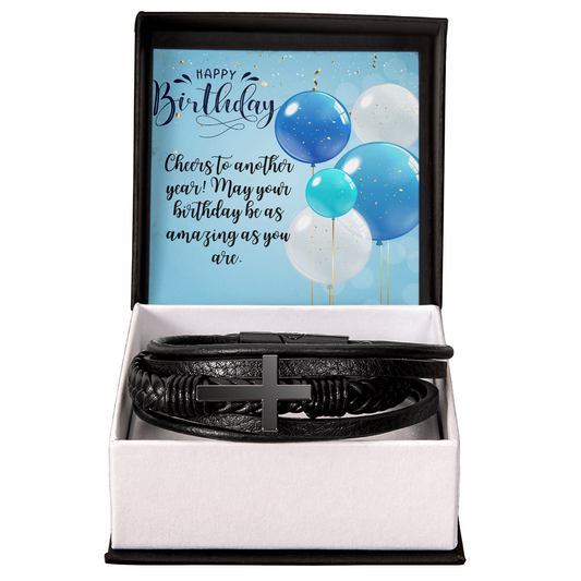 Men's Cross Leather Bracelet