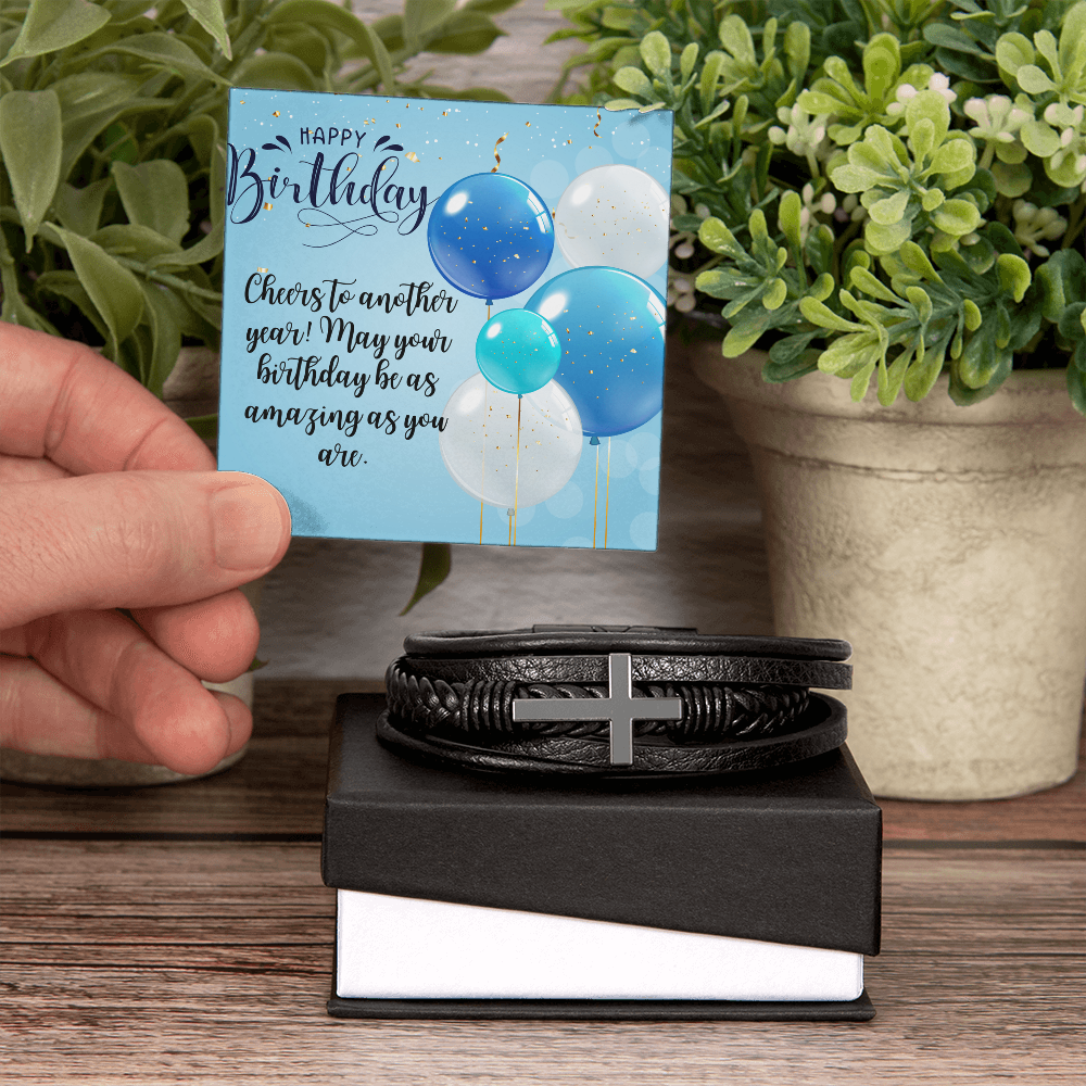 Men's Cross Leather Bracelet