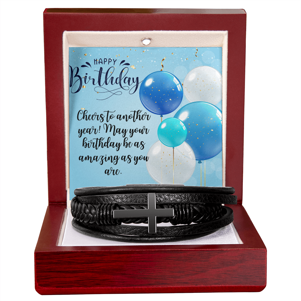 Men's Cross Leather Bracelet